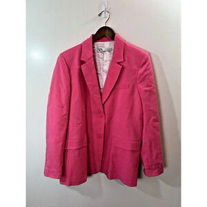 Zara Women’s Blazer Size L Bright Pink Corporate Barbie Preppy Blogger Favorite